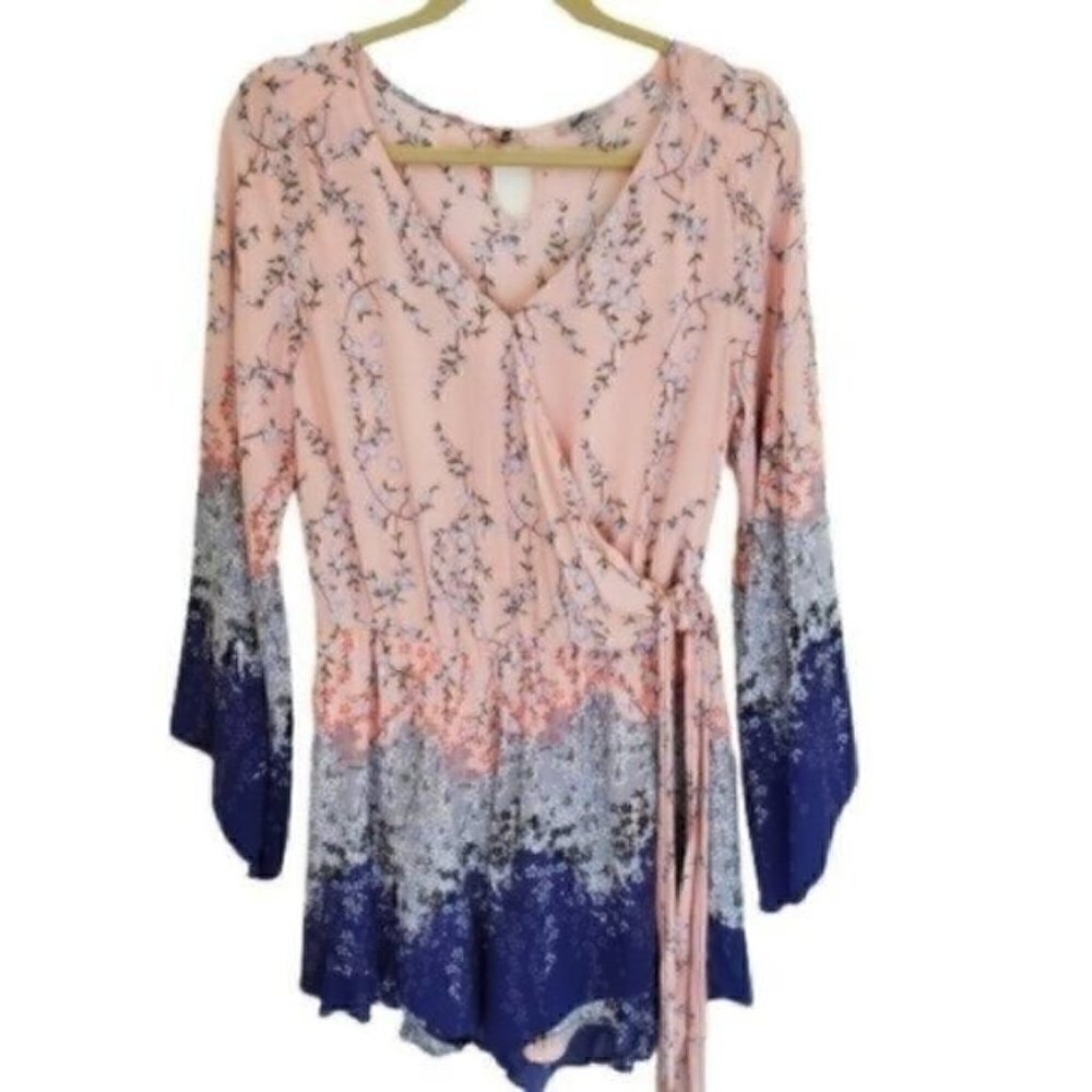 Jodifl Boho Floral Pattern Faux Wrap Romper